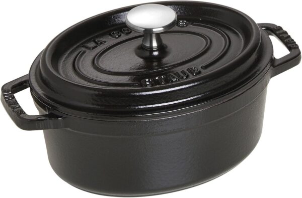 STAUB LA COCOTTE - Ovalada Negra con Tapa 17 cm,  Hierro Fundido