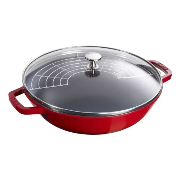 STAUB PANS - Wok con Tapa de Vidrio, 30 cm